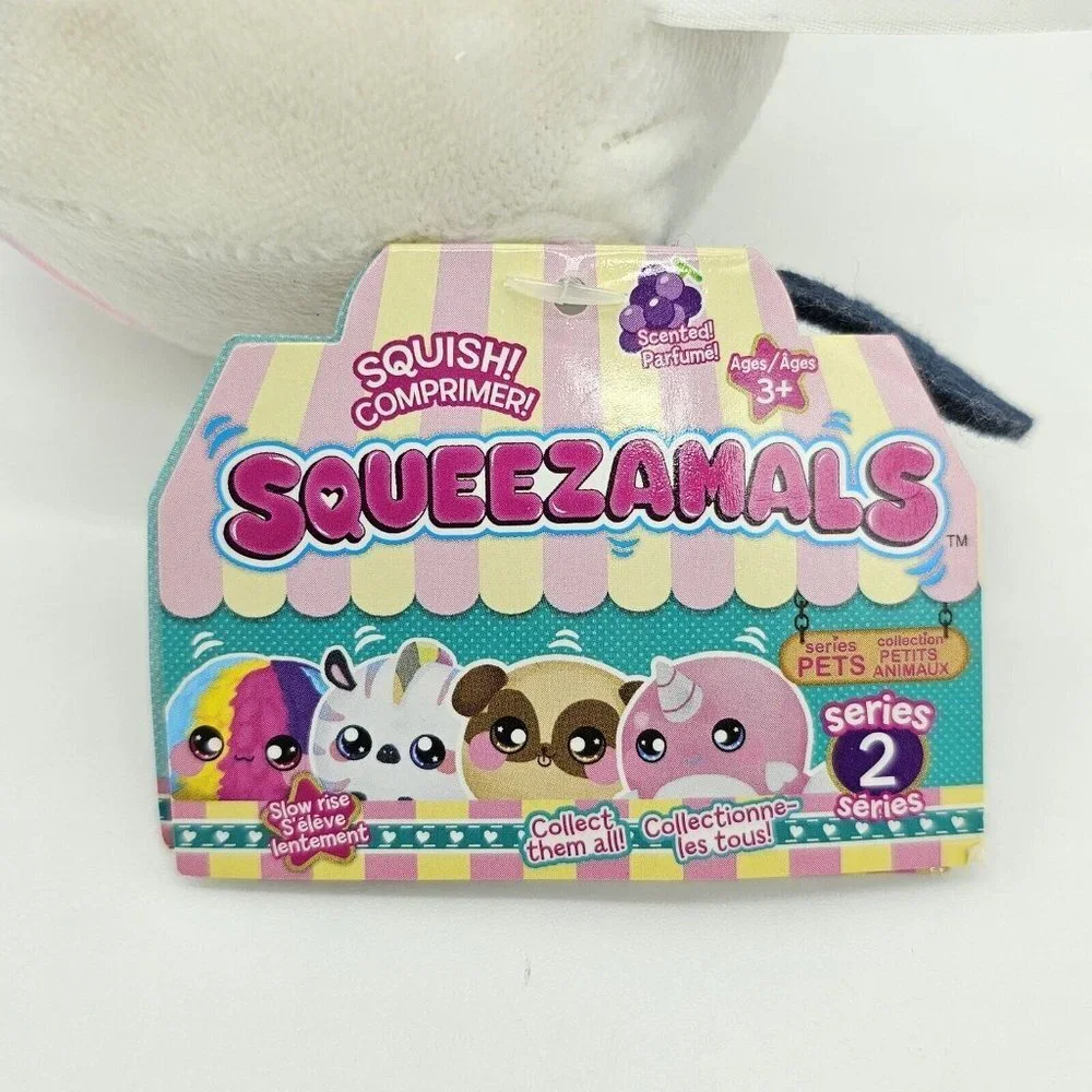 Squeezamals Series 2 Zachry Zebra Plush White Round Stuffed Animal Striped
